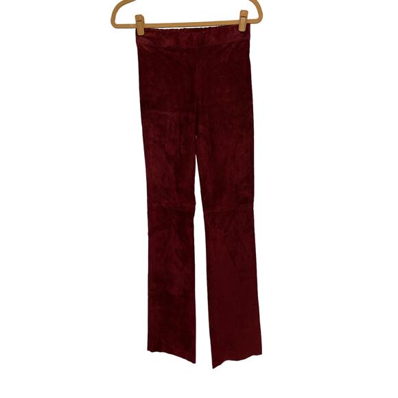 Joseph High Waist Straight Leg Maroon Suede Trouser Pants Size 40 - Picture 2 of 15